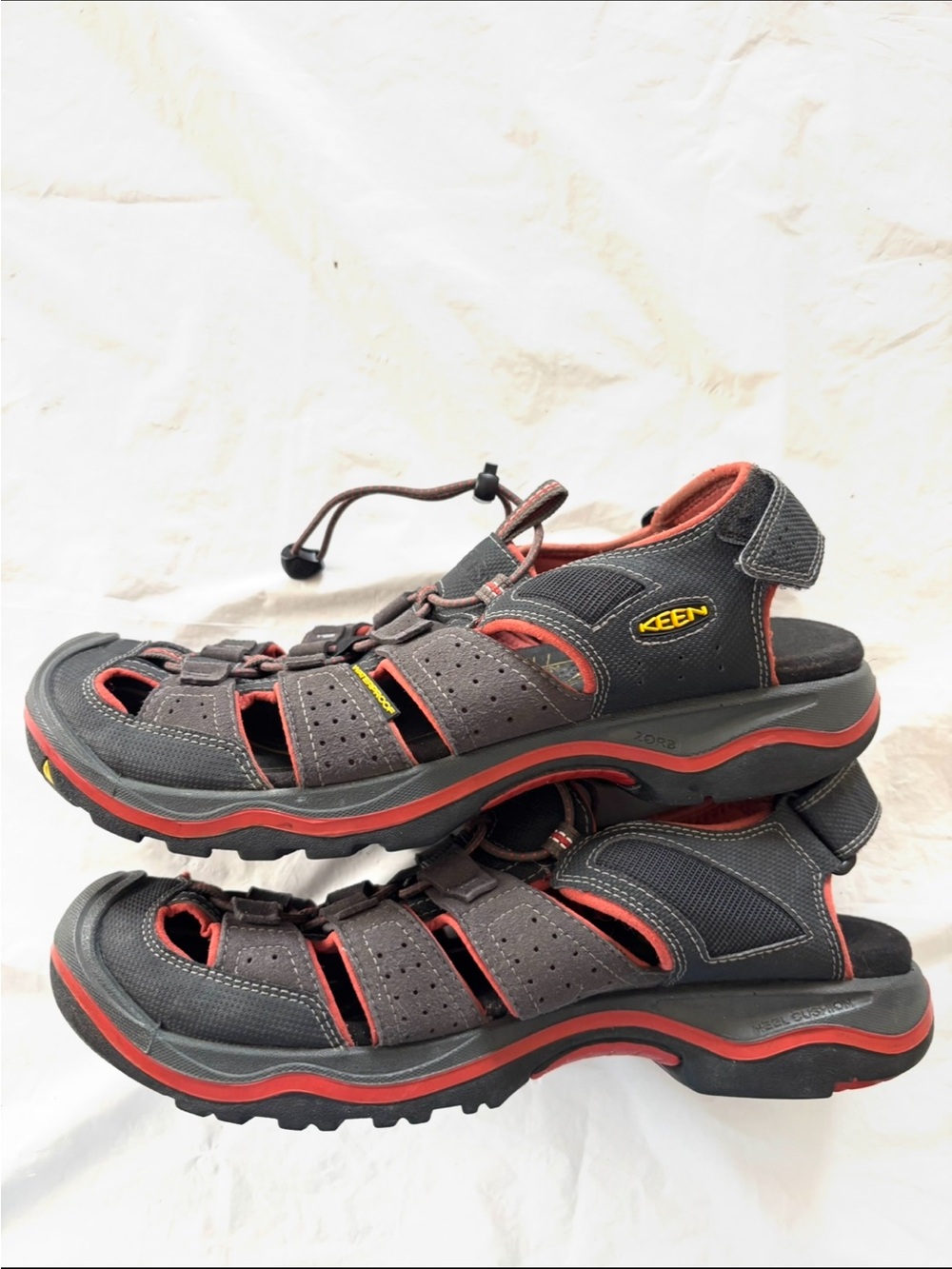 KEEN Gray Red Rialto ll Waterproof Hiking Sandals SZ 10.5 Worn 1X - Picture 3 of 15